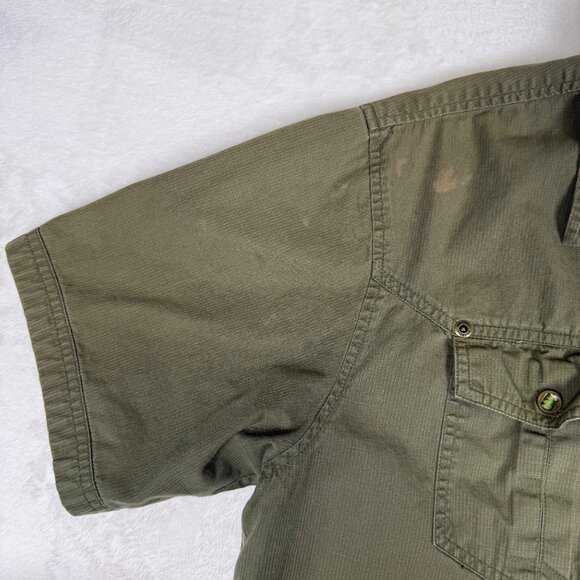 Merrell Short Sleeve Button Up Shirt Olive Green Men's Size Large Outdoor Casual - Picture 3 of 8